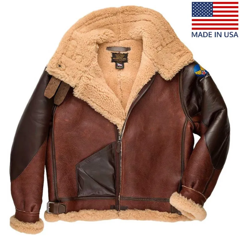 Cockpit USA Men's Pearl Harbor Reproduction B-3 Sheepskin Bomber Jacket sold by Legendary USA