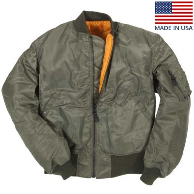 Cockpit USA Mens MA-1 Nylon Satin Flight Jacket SAGE SIZE 3XL - Final Sale Ships Same Day sold by Legendary USA