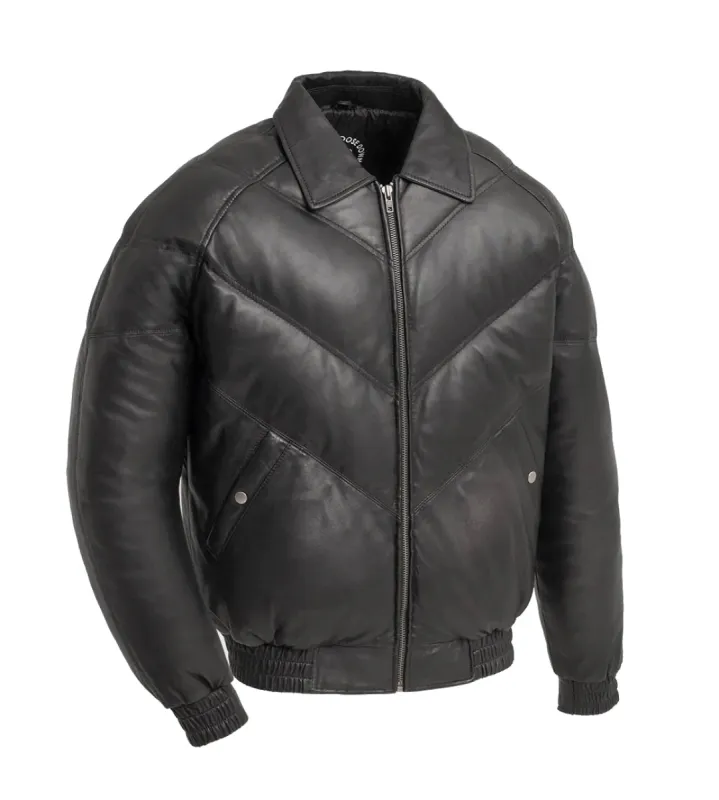 Ezra Mens Puffer Leather Jacket by Whet Blu sold by Legendary USA