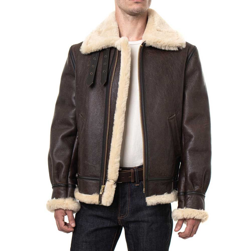 Schott NYC Men's 257S B-3 Sheepskin Bomber Jacket (Brown) SIZE 54 - Final Sale Ships Same Day sold by Legendary USA product image thumbnail 5