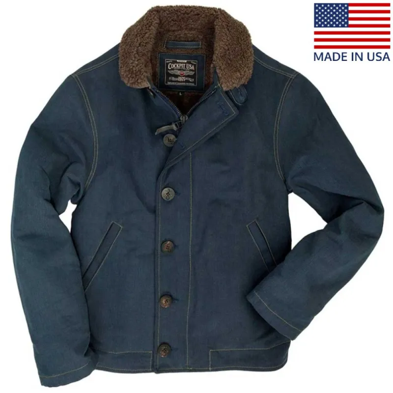 Cockpit USA Mens USN N1 Bedford Cord Deck Jacket (Colors: Navy & Sage) sold by Legendary USA