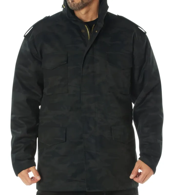 Mens Midnight Black Camo M-65 Field Jacket by Rothco SIZE 3XL FINAL SALE, SHIPS SAME DAY sold by Legendary USA