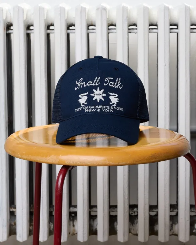 Trucker Hat: Customs & More, Navy Mesh Back made by Small Talk Studio