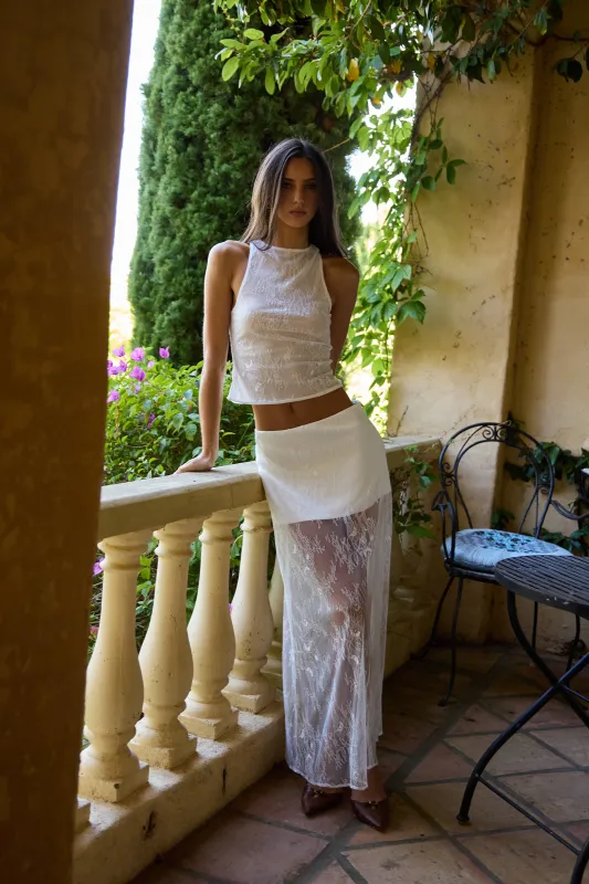 Juliette Maxi Skirt White made by Sasha Therese