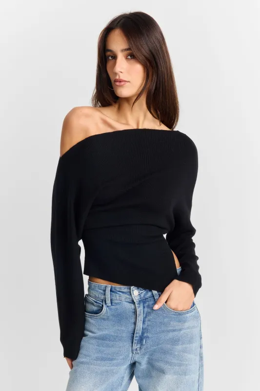 Winifred Knit Top Black made by Sasha Therese