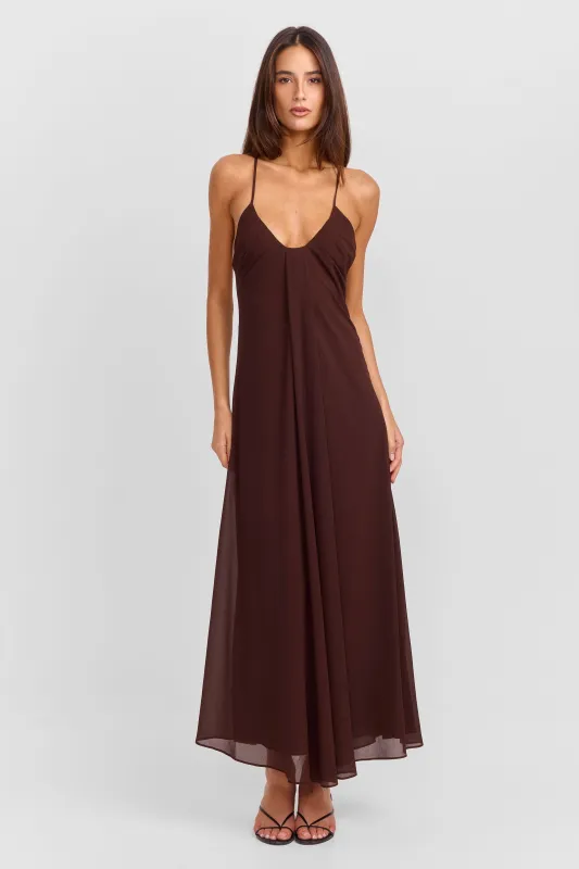 Meadow Maxi Dress Chocolate made by Sasha Therese