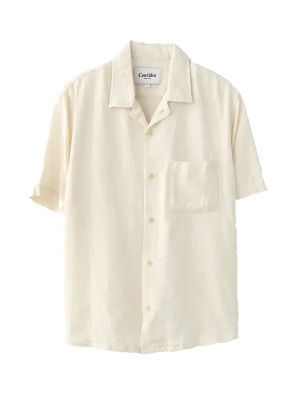 Striped Seersucker Shirt- White made by Universal Works