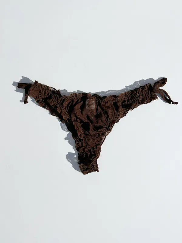 Mariposa Lace Bow Panty - Brown sold by Lisa Says Gah