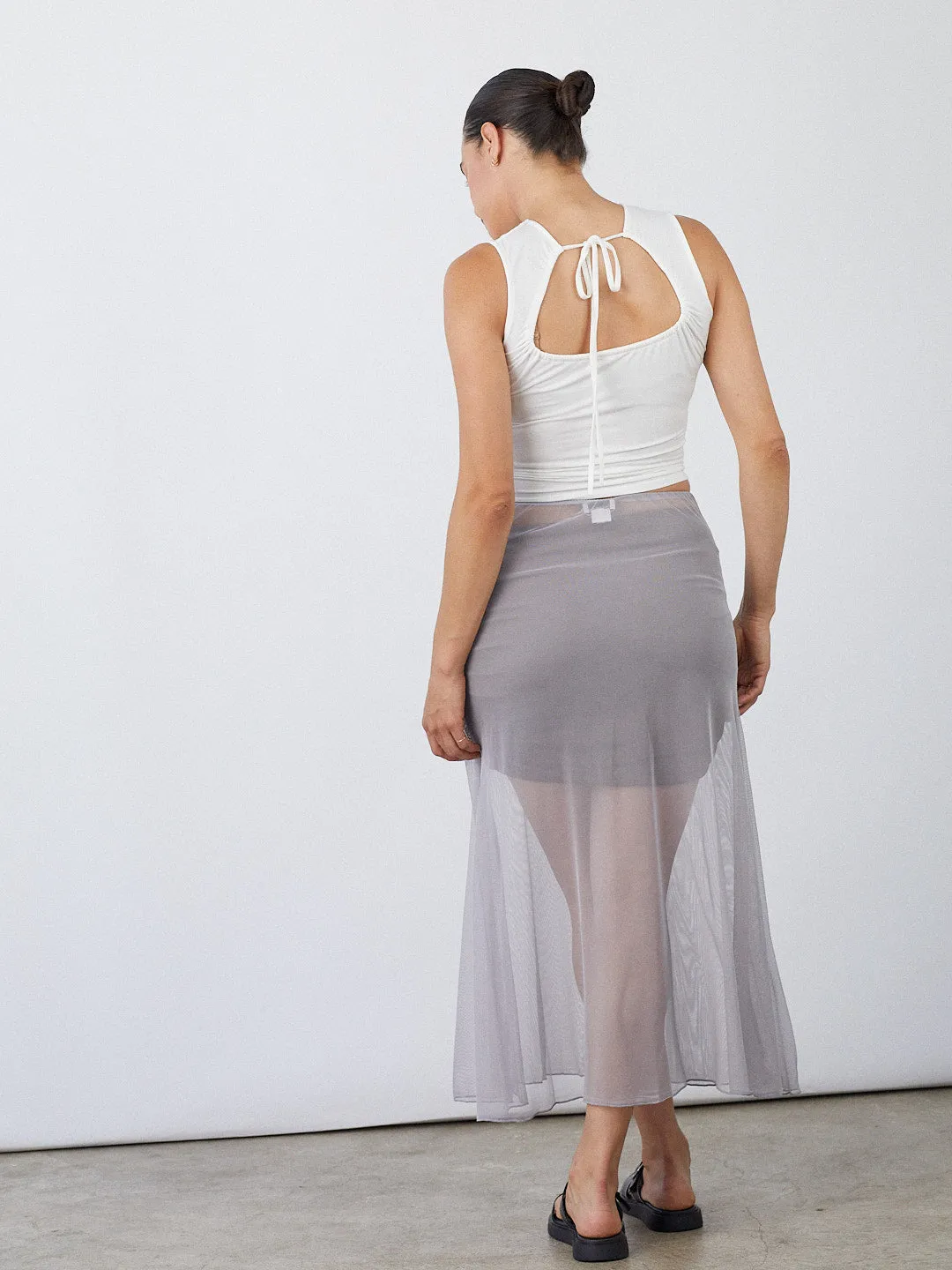 2-Way Mesh Midi Skirt - Mirage Grey sold by Lisa Says Gah product image thumbnail 4