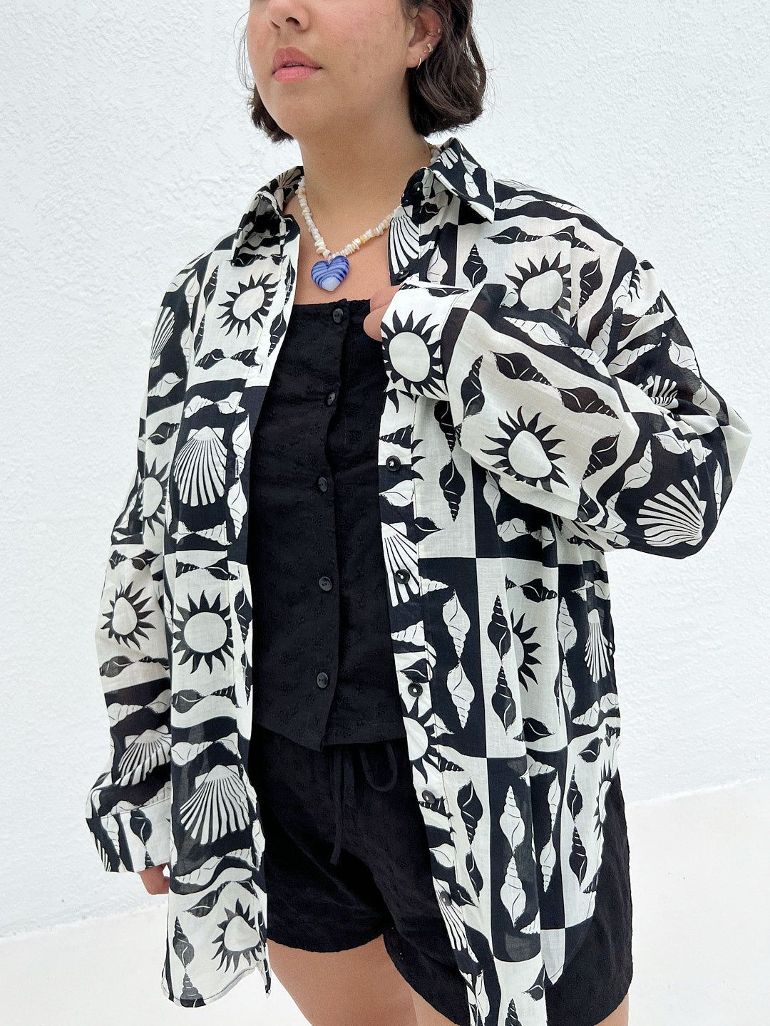 Tessa Button Down - Warm Sun Black/Ivory sold by Lisa Says Gah product image thumbnail 5