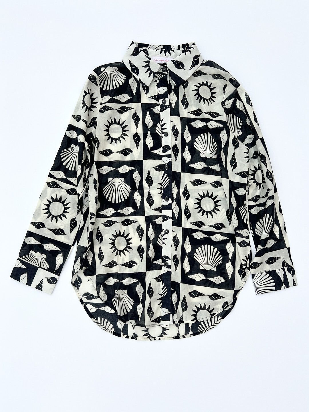 Tessa Button Down - Warm Sun Black/Ivory sold by Lisa Says Gah