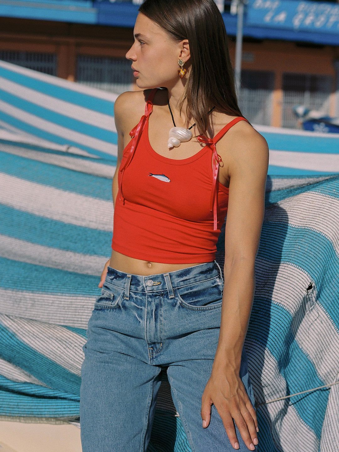 Crop Tank - Cherry/Sardine sold by Lisa Says Gah product image thumbnail 3