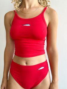 Crop Tank - Cherry/Sardine sold by Lisa Says Gah