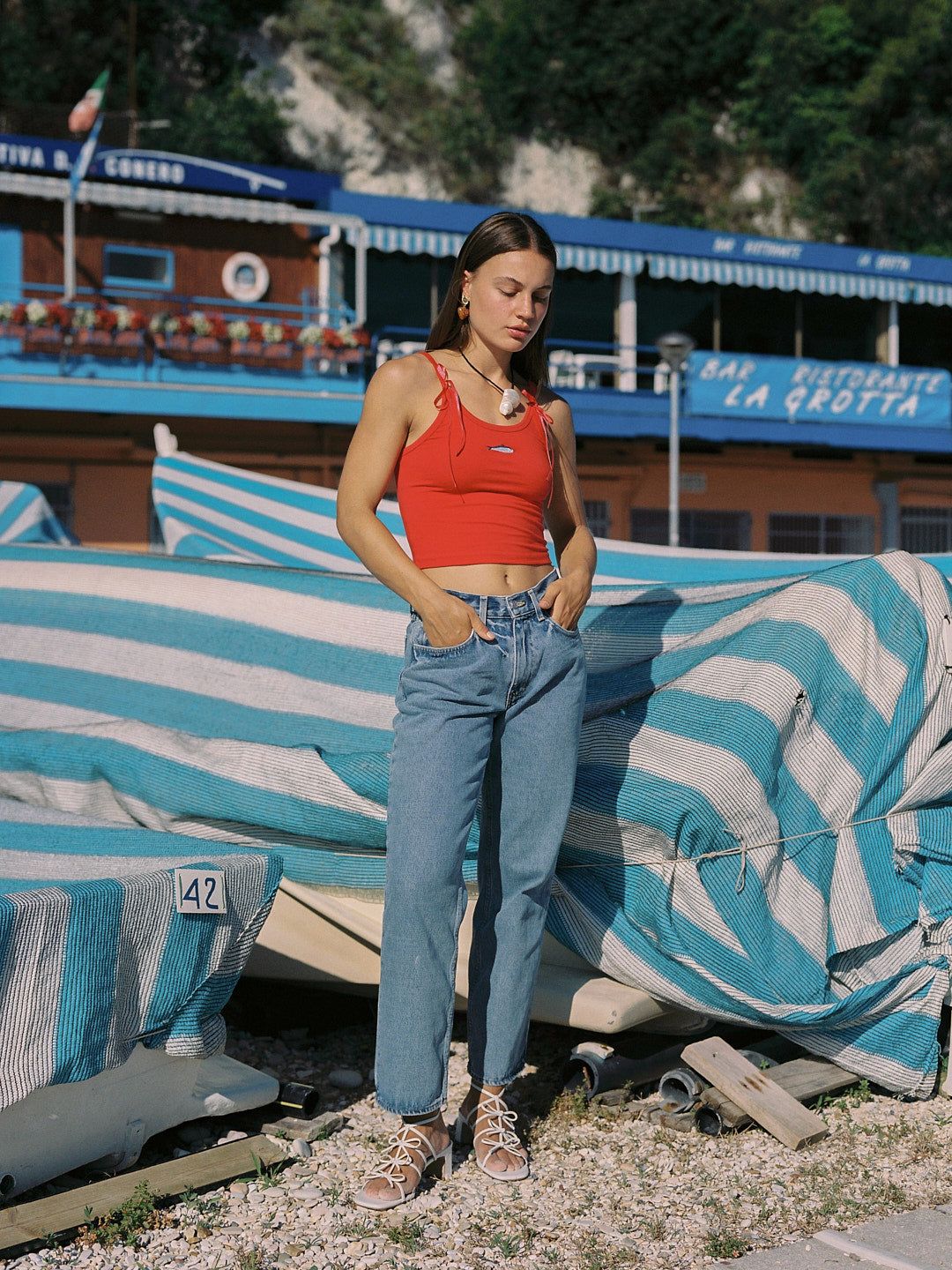 Crop Tank - Cherry/Sardine sold by Lisa Says Gah product image thumbnail 7