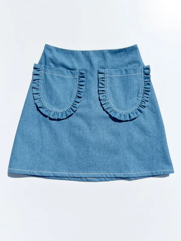Tate Mini Skirt - Blue sold by Lisa Says Gah