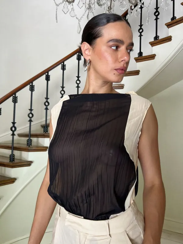 Mockneck Tank - Black/Cream sold by Lisa Says Gah