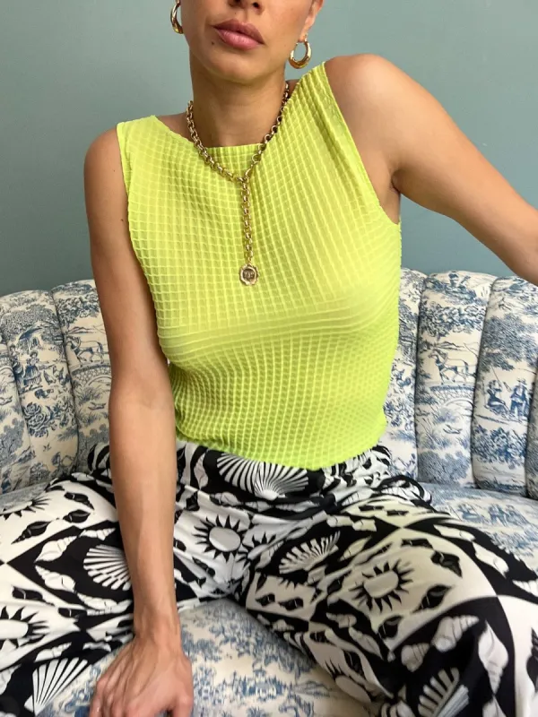 Pleated Singlet Tank - Green sold by Lisa Says Gah