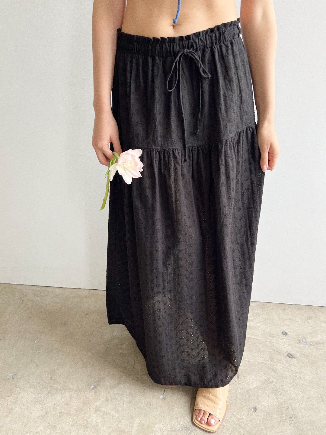 Avalon Midi Skirt - Black Eyelet sold by Lisa Says Gah