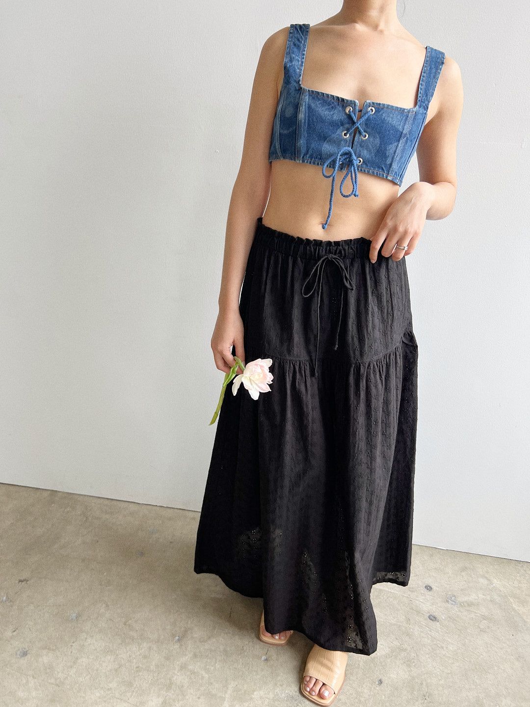 Avalon Midi Skirt - Black Eyelet sold by Lisa Says Gah product image thumbnail 4