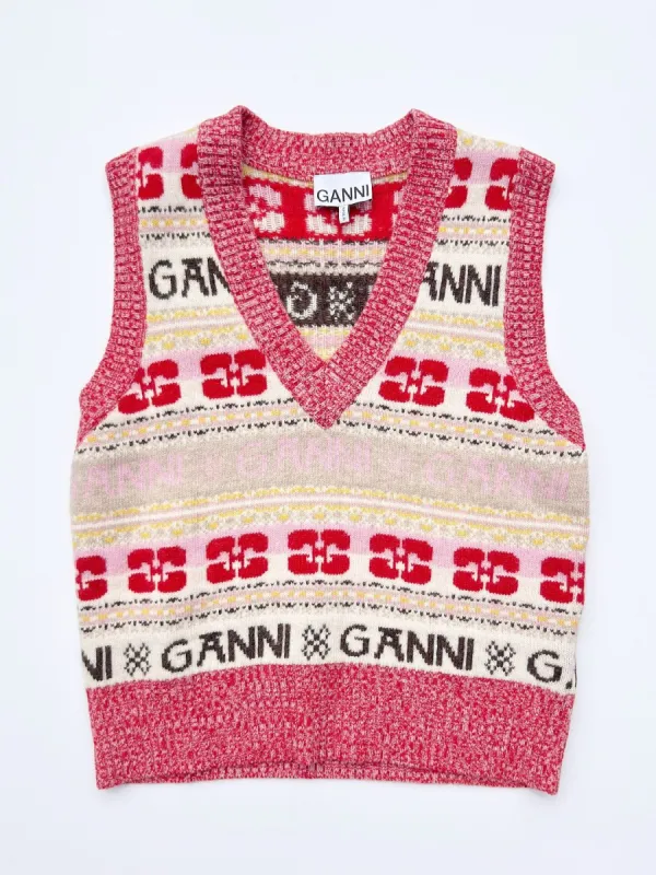 Logo Wool Mix Vest - Multi sold by Lisa Says Gah