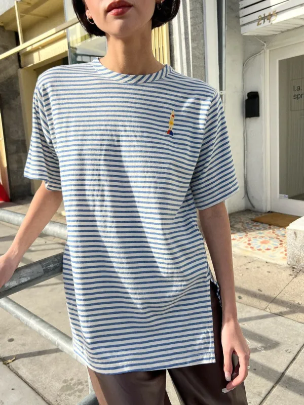 Stripe Oversized T-Shirt - Blue/White made by Bobo Choses