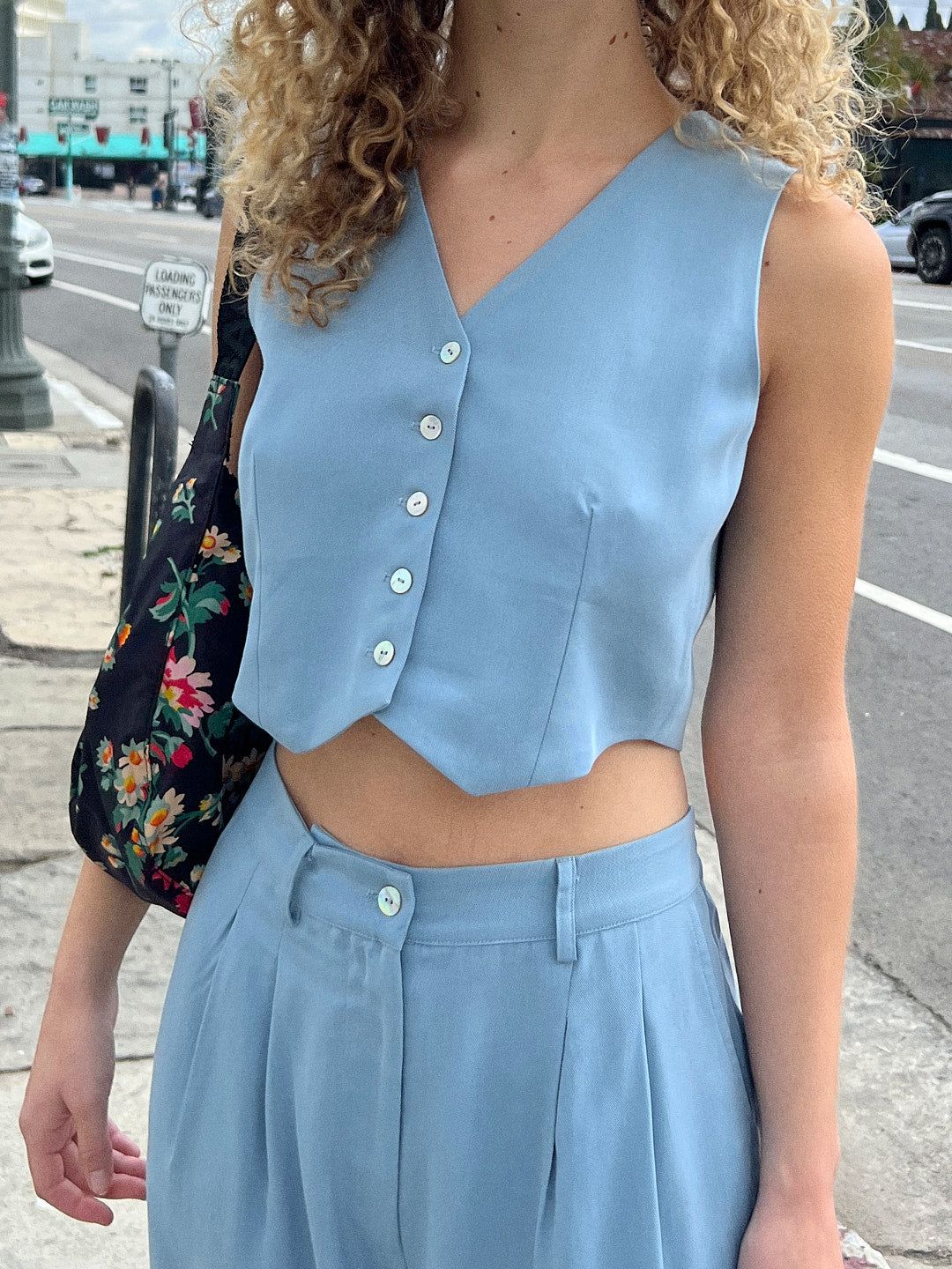 Twill Crop Vest - Sky sold by Lisa Says Gah product image thumbnail 4