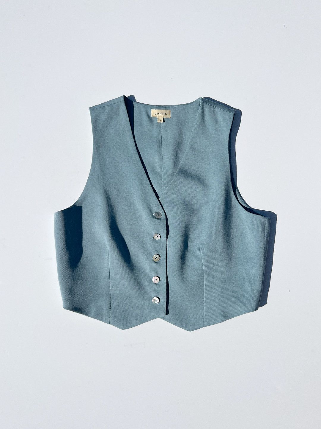 Twill Crop Vest - Sky sold by Lisa Says Gah