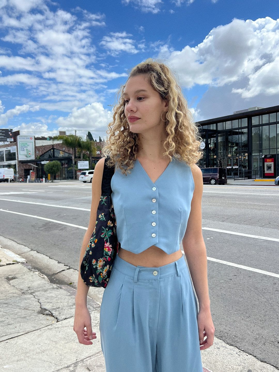 Twill Crop Vest - Sky sold by Lisa Says Gah product image thumbnail 6