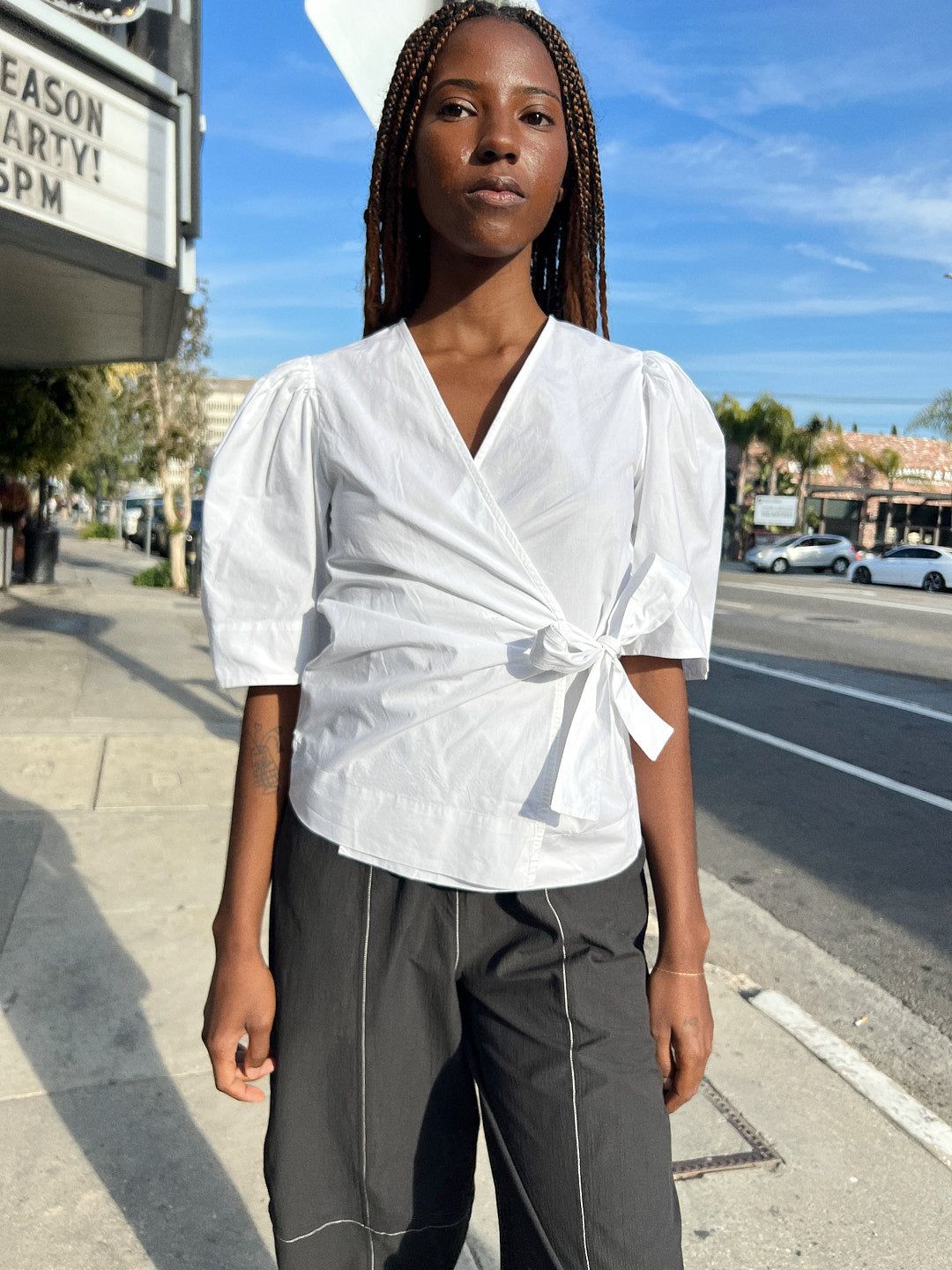 Cotton Poplin Wrap Blouse - Bright White sold by Lisa Says Gah product image thumbnail 3