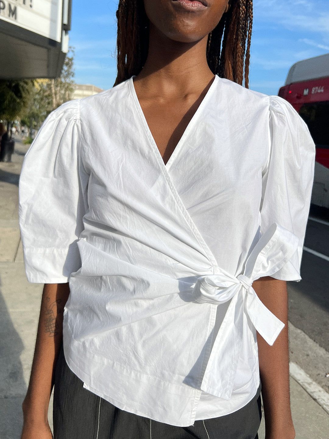 Cotton Poplin Wrap Blouse - Bright White | Parallel