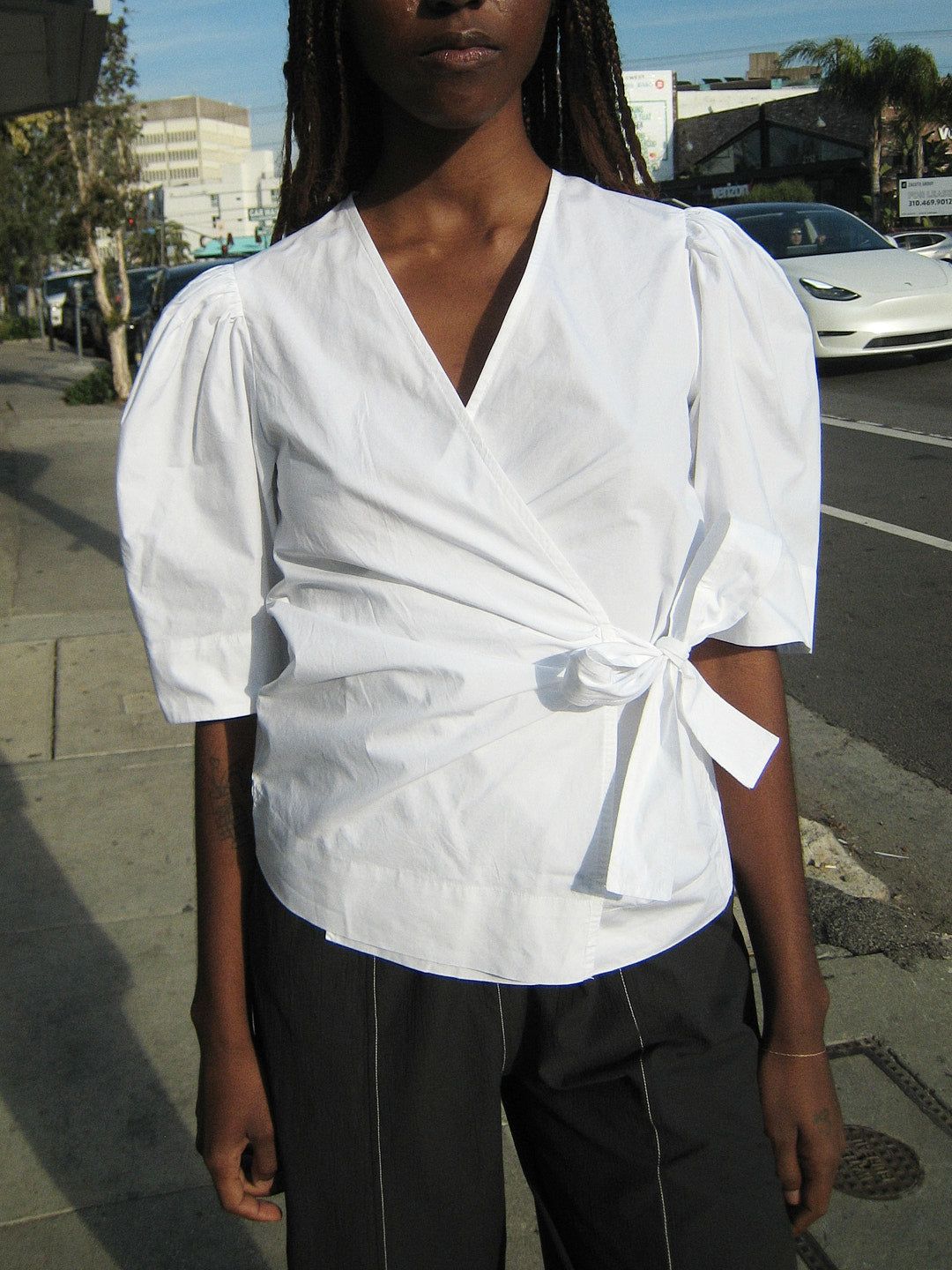 Cotton Poplin Wrap Blouse - Bright White sold by Lisa Says Gah product image thumbnail 4