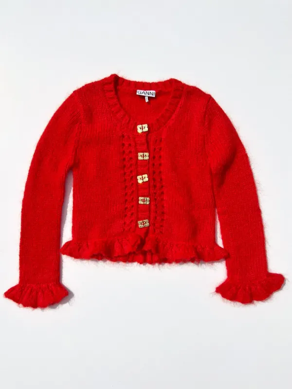 Mohair Cardigan - Racing Red sold by Lisa Says Gah