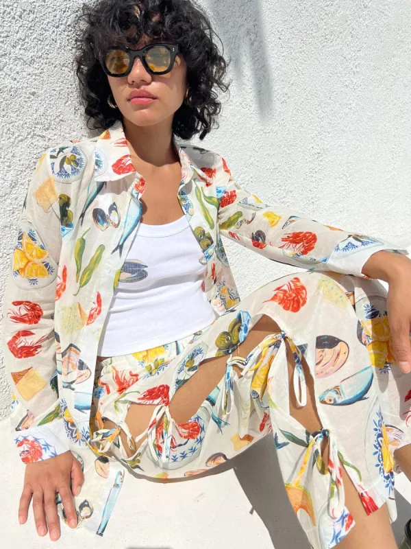 Evelyn Tie Pant - Tapas Ivory sold by Lisa Says Gah