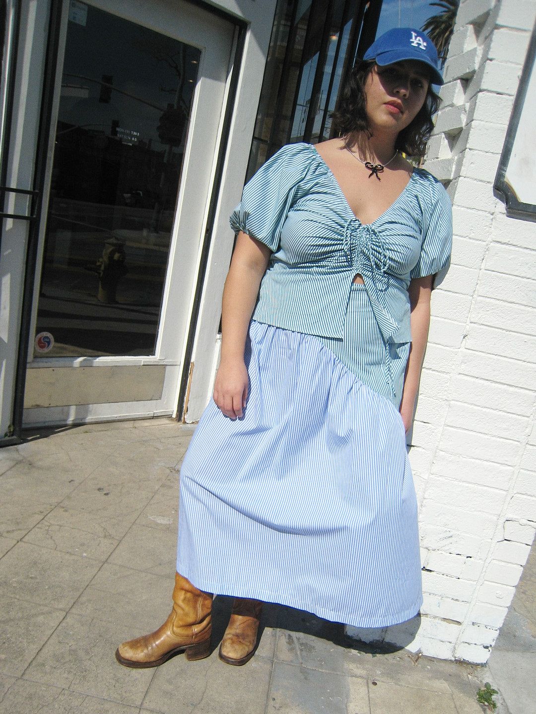 Maeve Midi Skirt - Sky Leaf Stripe sold by Lisa Says Gah product image thumbnail 8