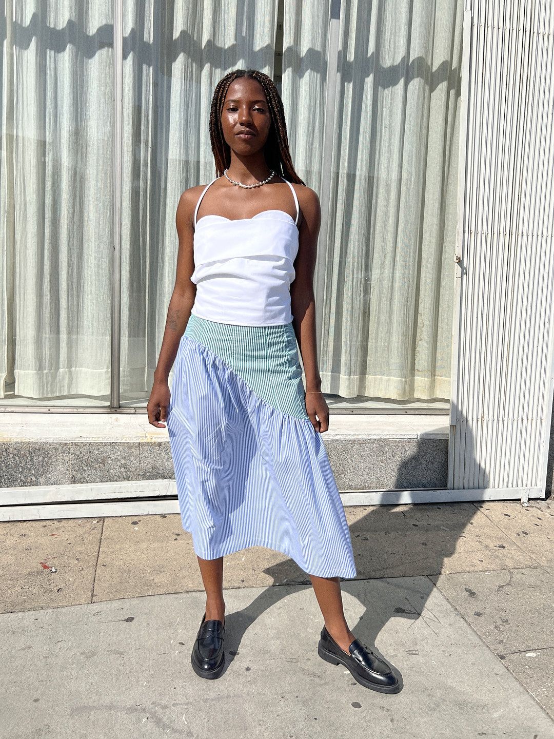 Maeve Midi Skirt - Sky Leaf Stripe sold by Lisa Says Gah product image thumbnail 4