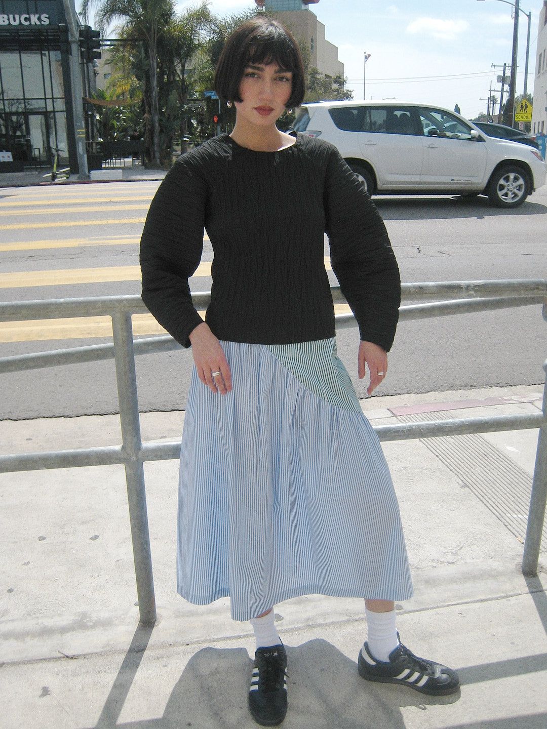 Maeve Midi Skirt - Sky Leaf Stripe sold by Lisa Says Gah product image thumbnail 5