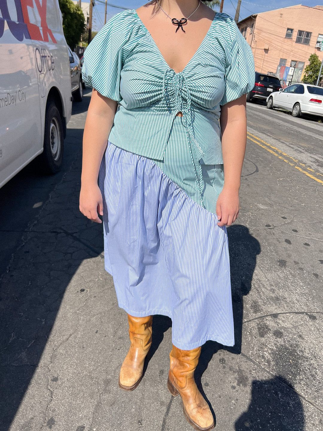 Maeve Midi Skirt - Sky Leaf Stripe sold by Lisa Says Gah product image thumbnail 7