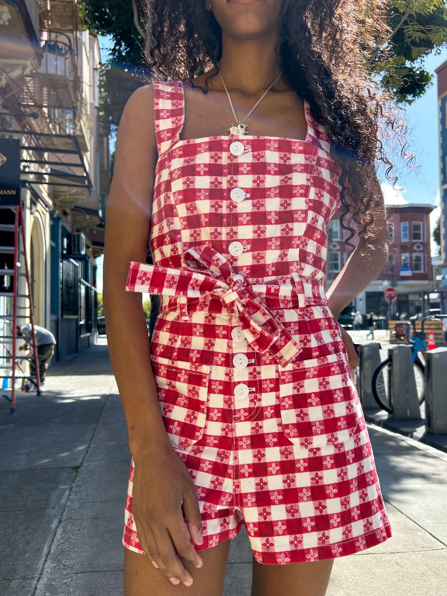 Daisy Romper - Red Tablecloth sold by Lisa Says Gah product image thumbnail 5