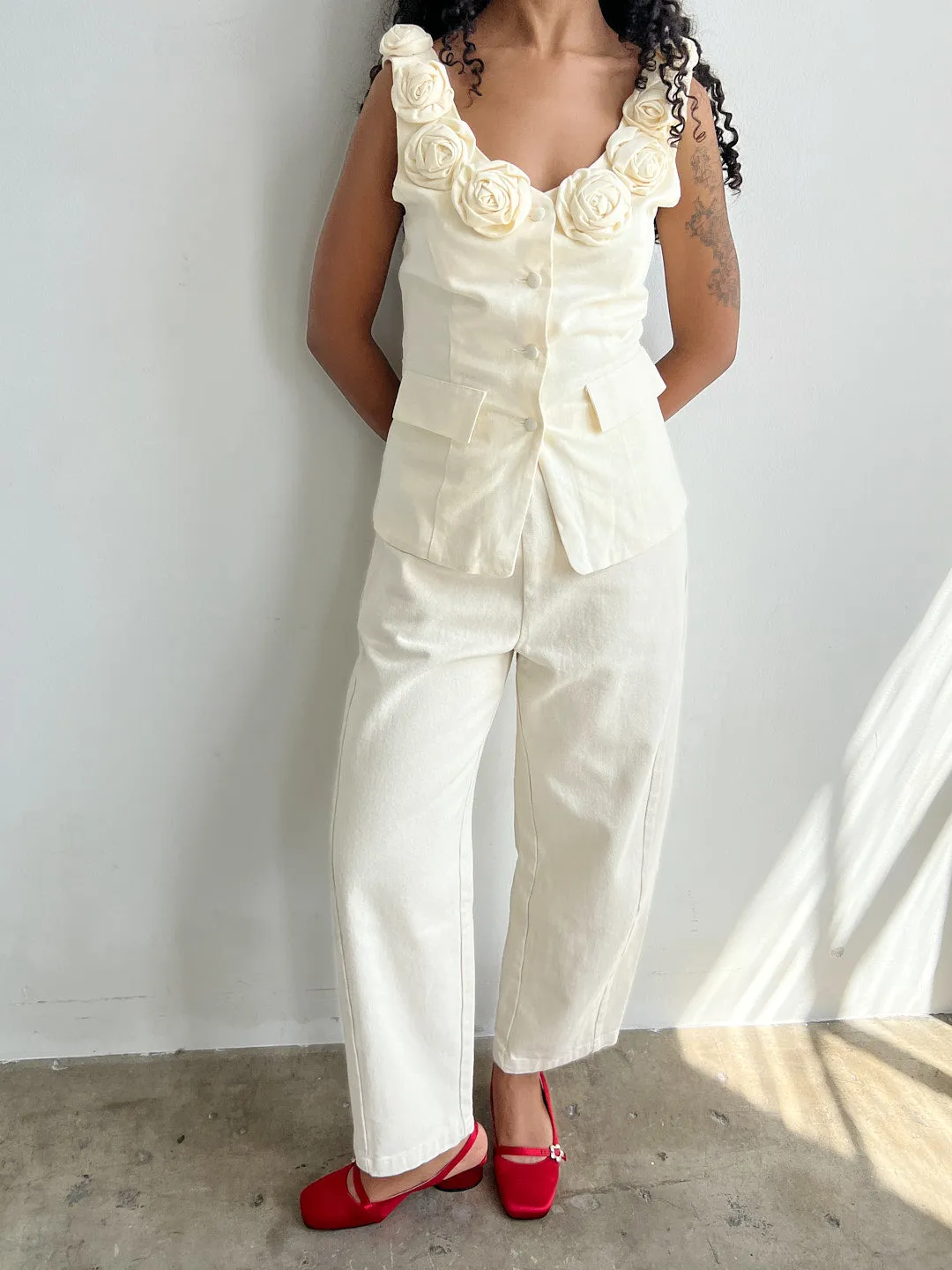 Loire Linen Top - Ivory sold by Lisa Says Gah