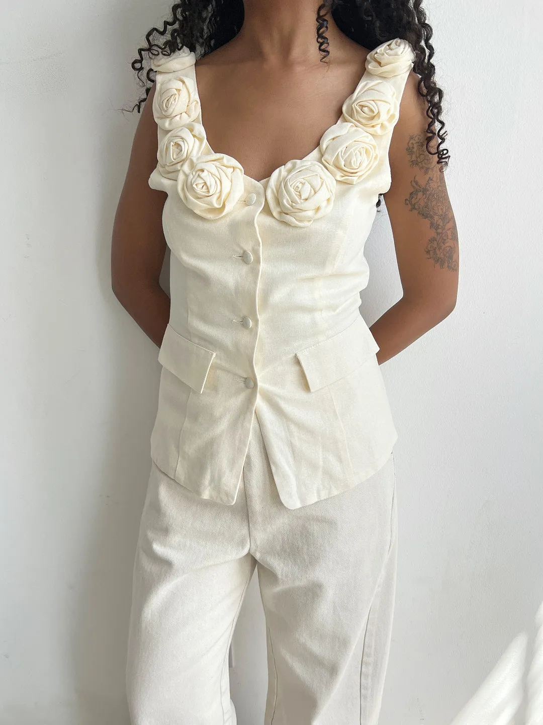 Loire Linen Top - Ivory sold by Lisa Says Gah product image thumbnail 5