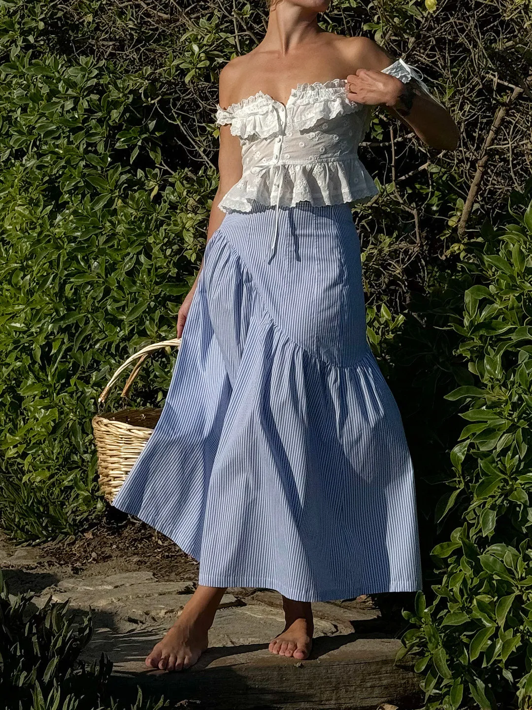 Maeve Midi Skirt - Blue Stripe sold by Lisa Says Gah product image thumbnail 3