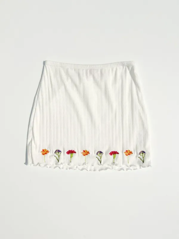 Rose Mini Skirt - Milk Bouquet sold by Lisa Says Gah