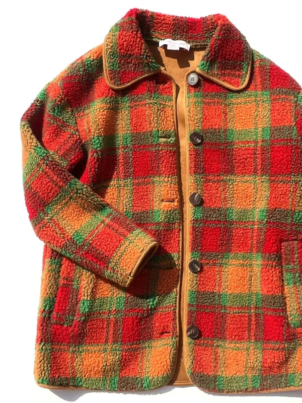 Jesse Sherpa Jacket - Orange Plaid made by Lisa Says Gah