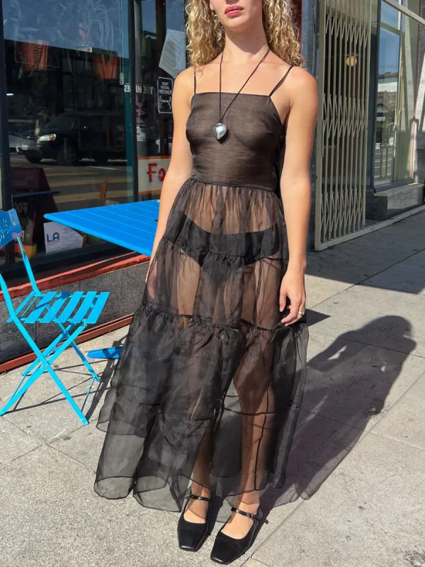 Lucille Dress - Black Silk Organza sold by Lisa Says Gah