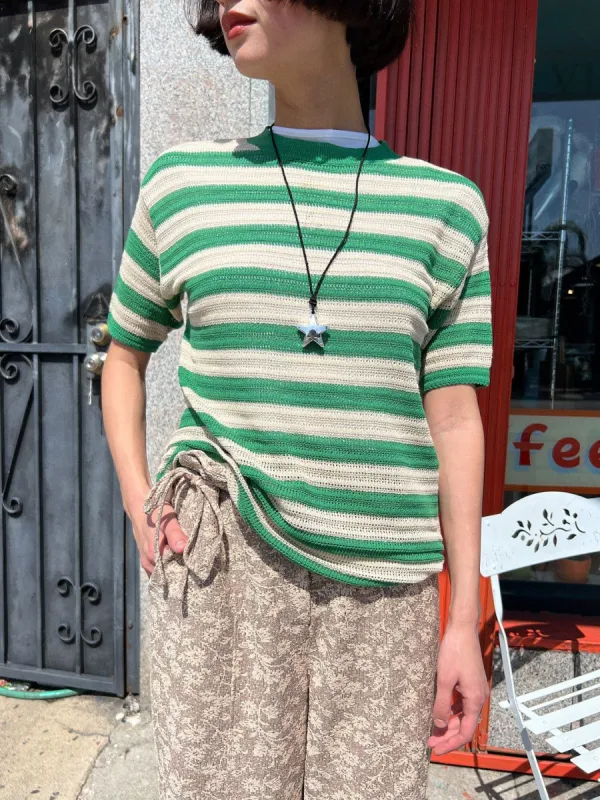 Fern Knit Top - Green Stripe sold by Lisa Says Gah