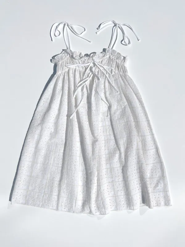 Broderie Anglaise Strap Dress - Bright White sold by Lisa Says Gah