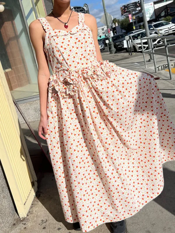 Sleeveless Farley Dress - Ditsy Strawberry Floral sold by Lisa Says Gah