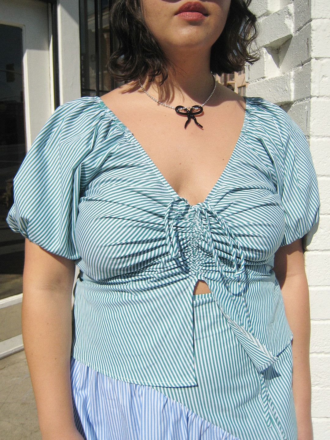 Margaret Top - Leaf Stripe sold by Lisa Says Gah