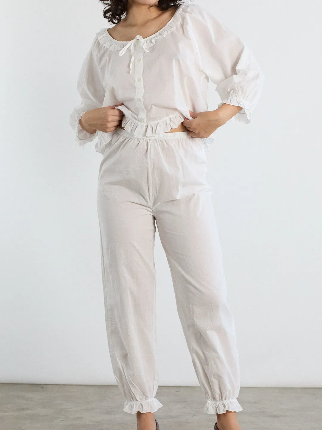 Ophelia Pant Sleep Set - White sold by Lisa Says Gah