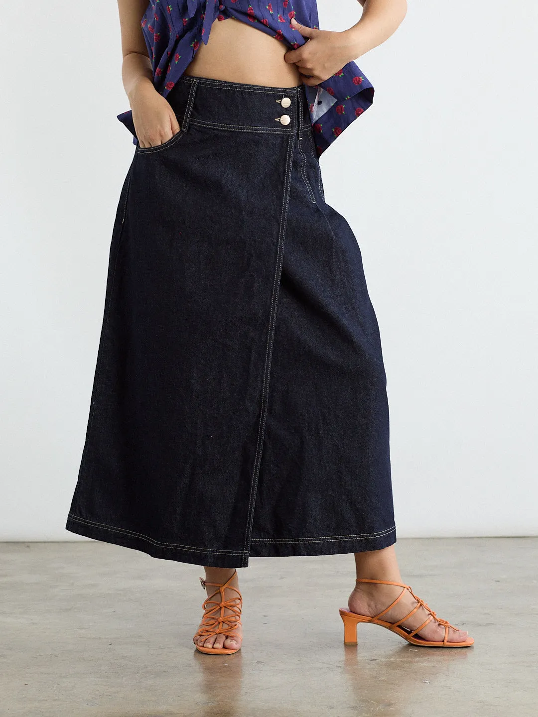 Raye Denim Skirt - Dark Indigo sold by Lisa Says Gah